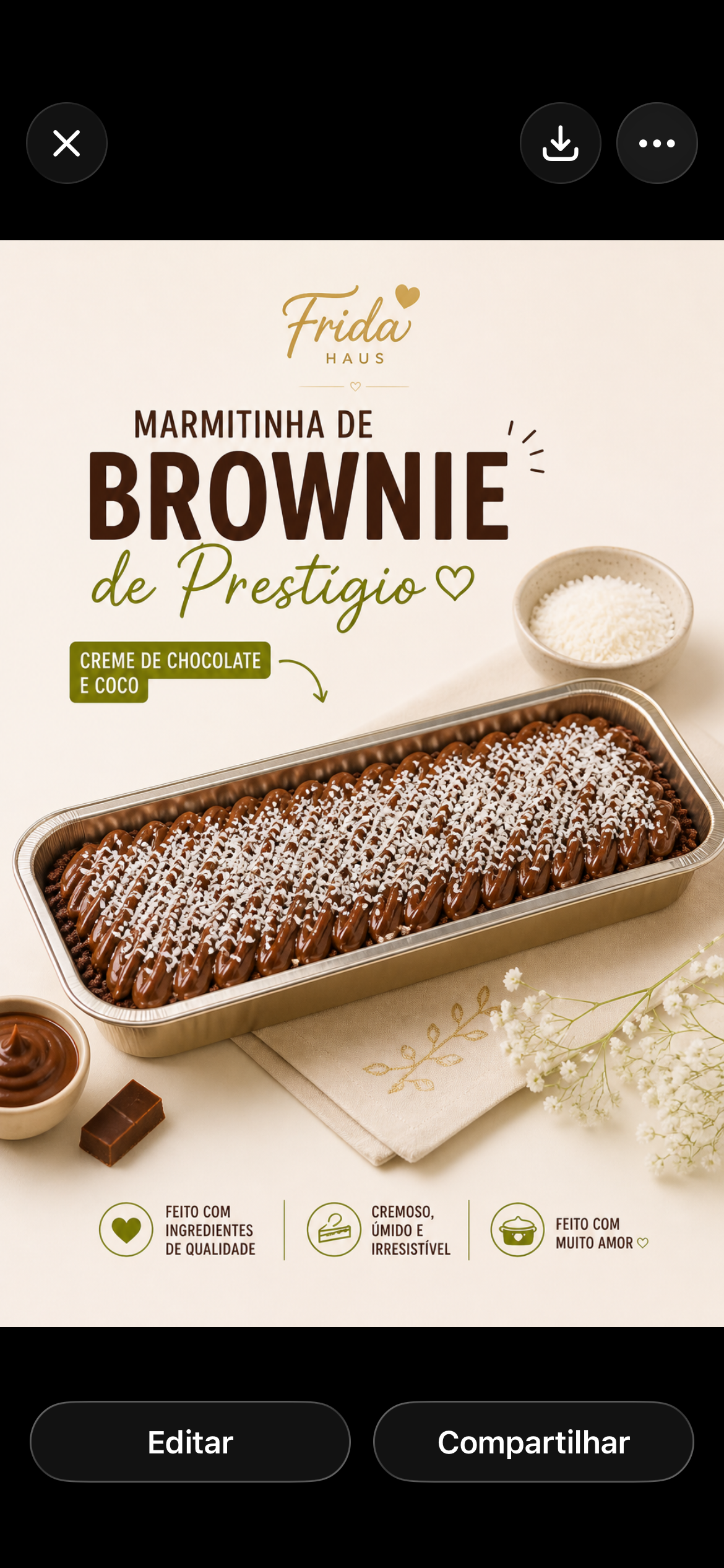 Marmitinha brownie prestigio