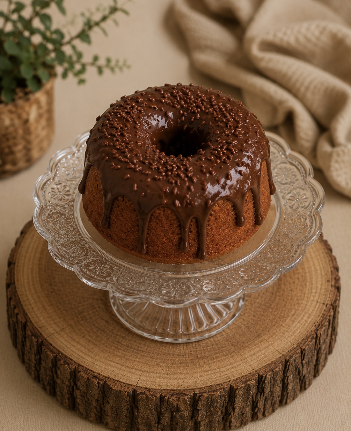 Bolo de cenoura com cobertura ganache de brigadeiro TAM P